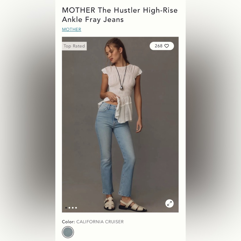 MOTHER The Hustler High-Rise Ankle Fray Jeans